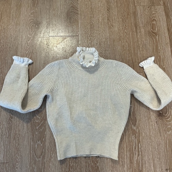 Sandro Wool Cream Ribbed Sweater - Picture 2 of 6